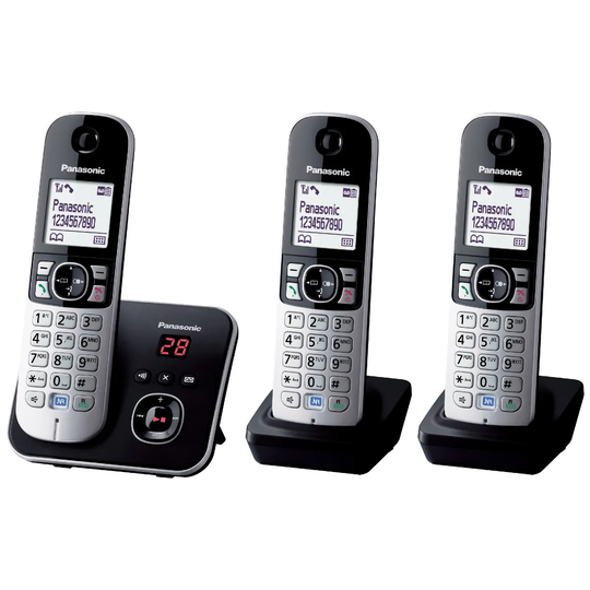 Panasonic KX-TG6823EB DECT Cordless Telephone with Answer Machine & Large LCD Display - Trio