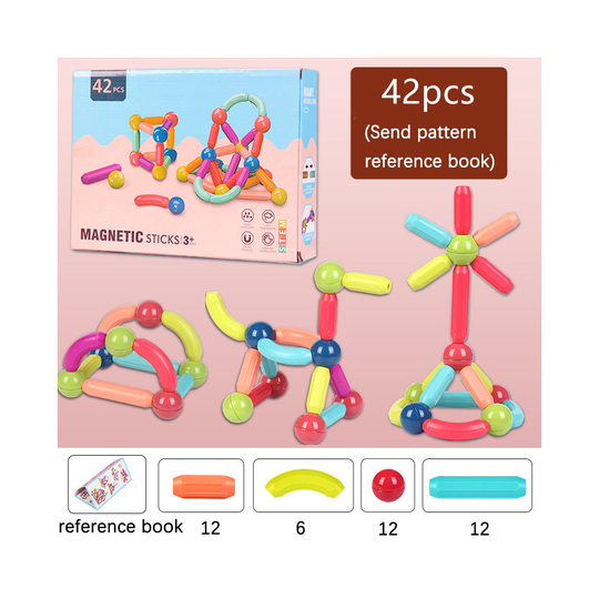 (42PCS) 12/64Pcs Kids Toys Magnetic Building Blocks Construction Xmas For Kids Gift