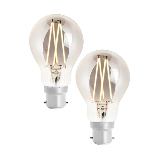 4lite WiZ Connected LED Smart A60 Filament Bulb Smoky BC (B22) Tuneable White & Dimmable - Twin Pack