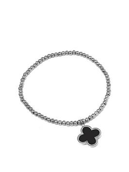 Say It With Diamonds Luck Collection Ball Bracelet - Stainless Steel (Silver & Black), Silver, Women