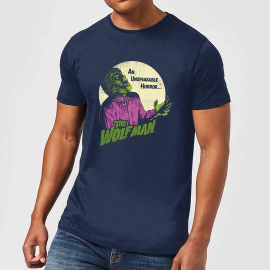 Universal Monsters The Wolfman Retro Men's T-Shirt - Navy - S