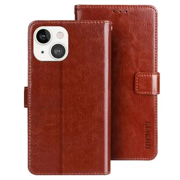 Idewei iPhone 14 Wallet Case with Magnetic Closure - Brown