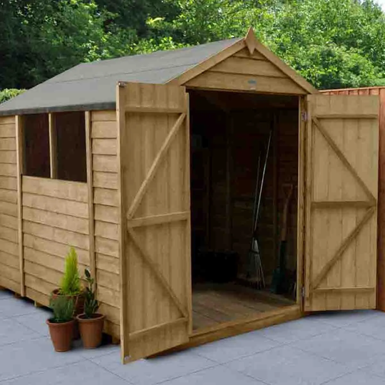 Forest Garden Overlap Pressure Treated 6' x 8' Double Door Apex Shed