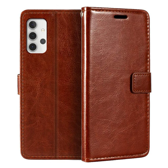 (Brown) For Samsung A10 Wallet Case PU Leather Wallet Flip Phone Case