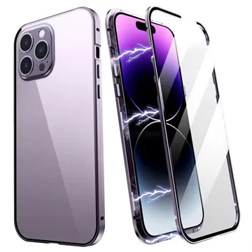 R-Just iPhone 14 Pro Max Magnetic Case with Tempered Glass - Purple