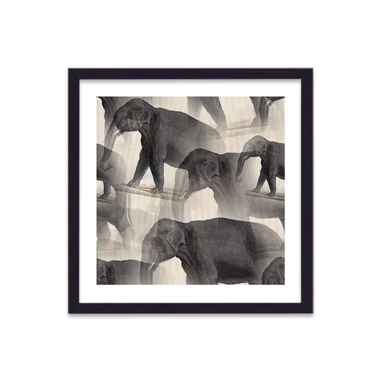 Vintage Elephant Random Collage by Vouvart - Picture Frame Graphic Art