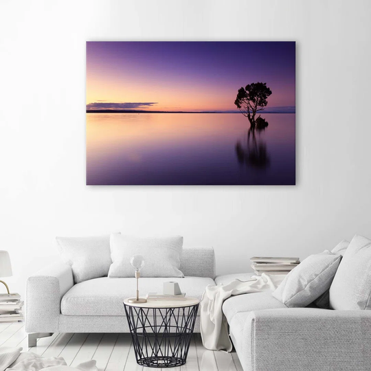 Canvas Print Nature Tree Lake Purple
