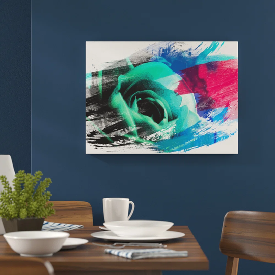 'Teal Flower Rose' Graphic Art Print Poster