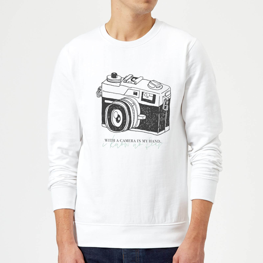 With A Camera In My Hand, I Know No Fear Sweatshirt - White - M - White