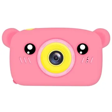 Cartoon HD Camera for Kids with 3 Games - 12MP - Bear / Pink