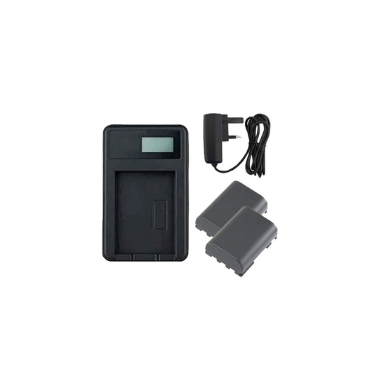 Mains Battery Charger and 2 Batteries For Canon EOS 350D DSLR Camera