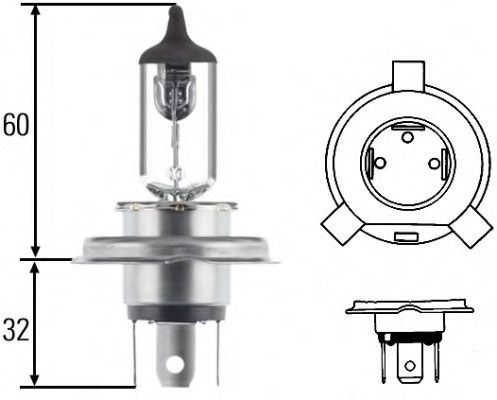Bulb Headlight 8GJ002525-898 by Hella H4 SLL