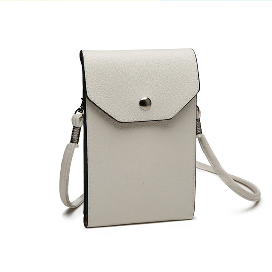 (White) Miss Lulu PU Leather Mobile Phone Pouch | Cross-Body Phone Bag