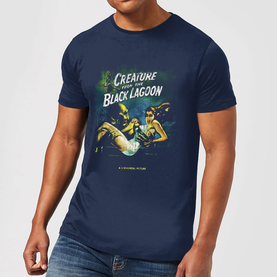 Universal Monsters Creature From The Black Lagoon Vintage Poster Men's T-Shirt - Navy - S