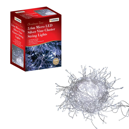 Christmas Workshop 5.6m 680 Micro LED Silver Cluster String Lights - Warm White