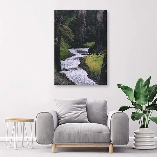 Canvas Print Stream Mountain Forest Nature