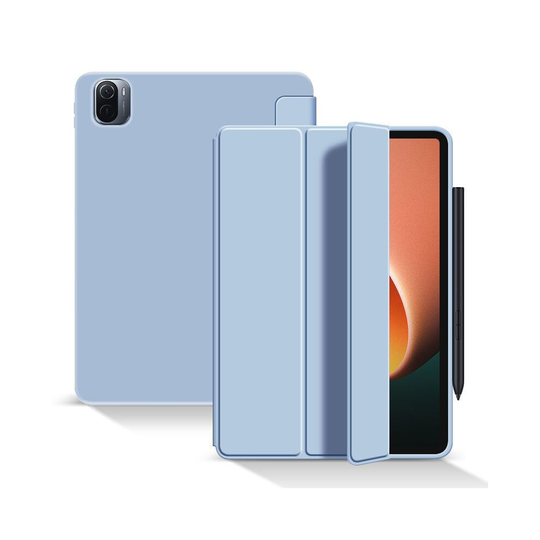 (Blue) Xiaomi Pad 5 Pro Smart Case Folding Stand Soft TPU Back Magnetic Charging