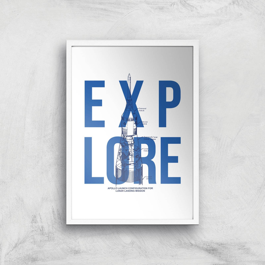 Explore Schematic Art Print - A2 - White Frame