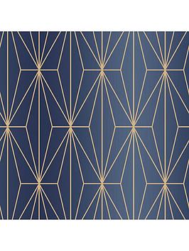 Muriva Kayla Wallpaper - Navy And Gold