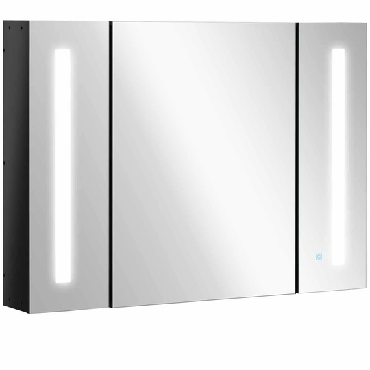 Kleankin Wall Mounted Led Bathroom Cabinet With Mirror/ Memory Function And Usb Charge High Gloss Black