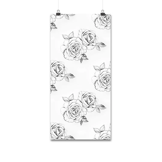 Walllpaper Roll 290X290cm Wallpaper Material With Print Kitchen Livingroom Bedroom Mural Decoration - Sketched Roses Flowers Leaves Floral
