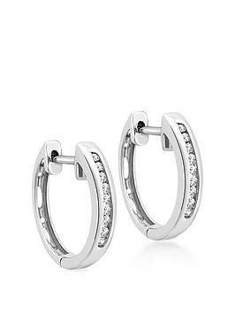 Love Diamond 9Ct White Gold Diamond Set Hoop Earrings