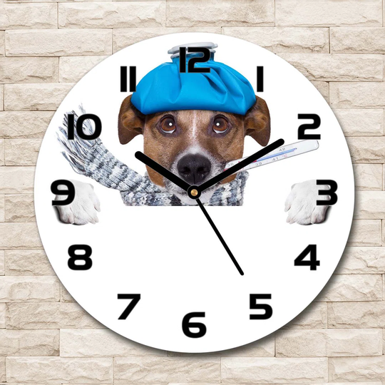 Glass Wall Clock 30Cm Round Decoration Picture Wall Art Modern Decoration Kitchen Living Room Silent - Ill Dog,56627196