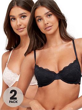 DORINA Rosa Recycled Lace Non Pad Bra (2 Pack) - Black/Pink, Black/Pink, Size 32D, Women