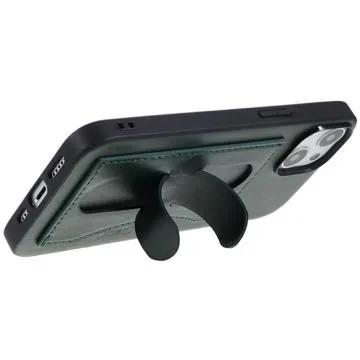 iPhone 14 Coated Case with Card Slot & Stand - Green