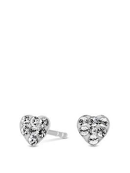 Simply Silver Sterling Silver 925 With Cubic Zirconia Pave Heart Stud Earrings