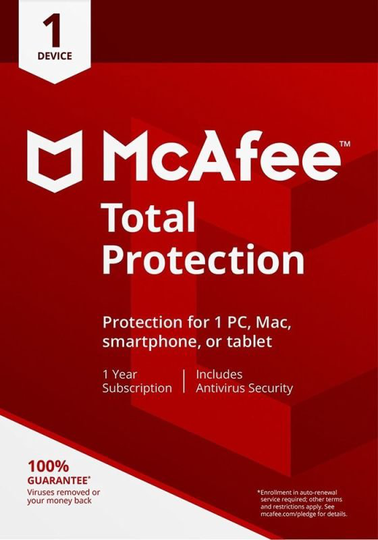 McAfee Total Protection 1 Device 1 Year Subscription