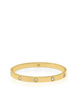 Say It With Diamonds Stone Hinged Bangle - Stainless Steel (YG), Yellow, Women