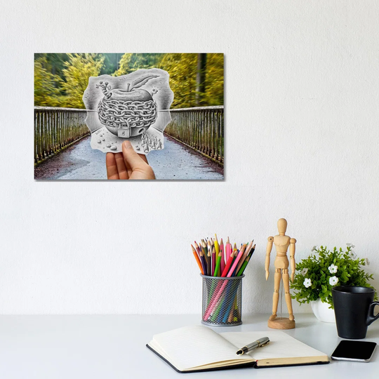 Pencil vs. Camera 70 - Forbidden Fruit by Ben Heine - Wrapped Canvas Photograph