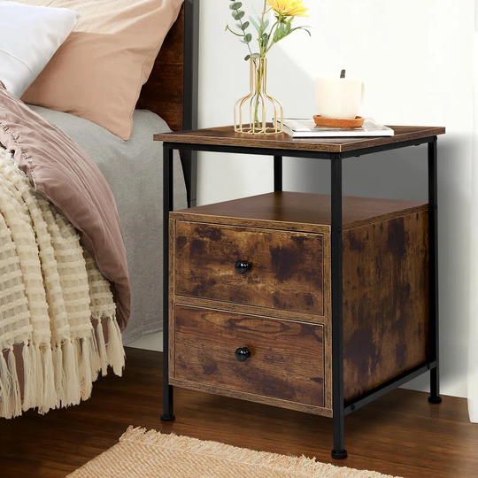 Borough Wharf Bedside Table Retro Wooden Nightstand Vintage Storage Side Cabinete