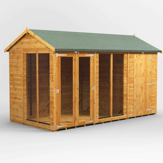 12X6 Power Apex Summerhouse Combi Including 4Ft Side Store