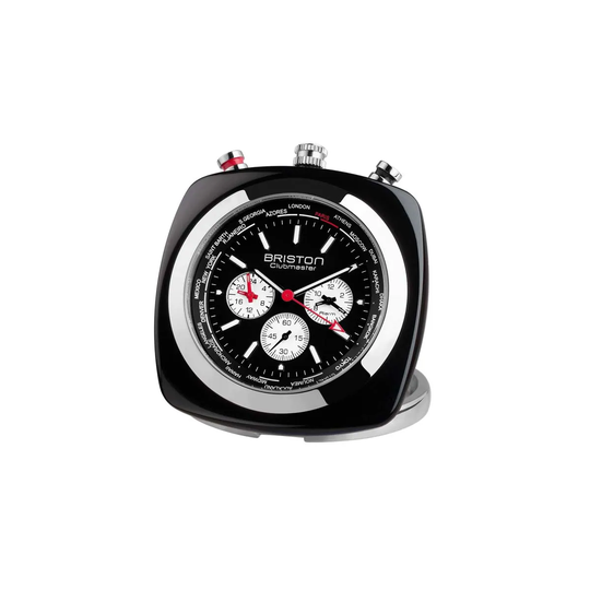 Briston Clubmaster Travel Alarm Clock - Black Acetate/Black Dial