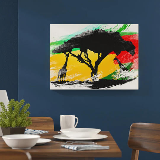 'Giraffe Silhouette at Sunset' Graphic Art Print Poster