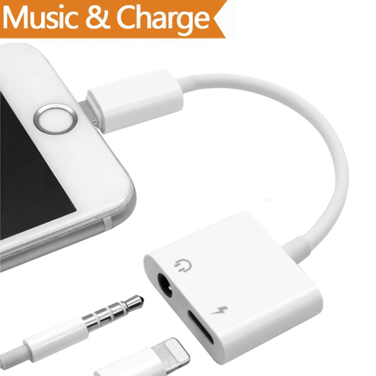 Lightning Adapter,Lightnig to 3.5mm Audio Adapter +Charger Adapter -White