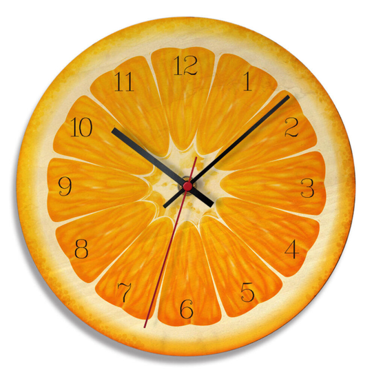 APC013 Creative Fruit Wall Clock Mute Wall Clock Quartz Wall Clock For Home Office Decorations ORANGE COLOR