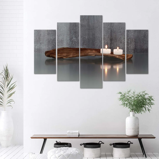Canvas Print Zen Spa Candle Wood