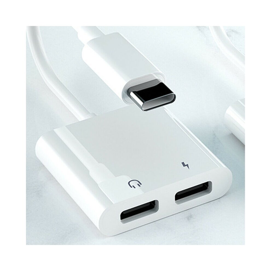 Dual 2in1 Type C To USB Headphone Audio Chargers Adapter Splitter Converters