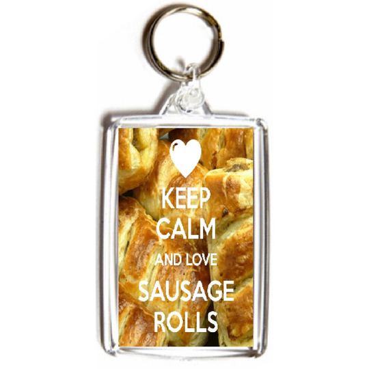 Keep Calm and Love Sausage Rolls - Double Sided Medium Keyring