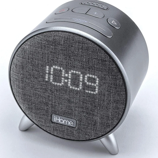 iHome Bluetooth Alarm Clock with Dual USB Charging and Ambient Nightlight - Grey