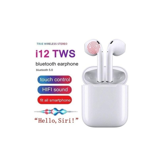 (i12, White) i12 TWS White Wireless Earphones With Bluetooth 5.0