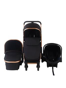 My Babiie Rose Gold Black Quilted Travel System