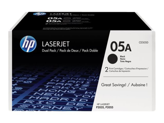 HP 05A Black Toner Cartridge - Dual Pack - CE505D