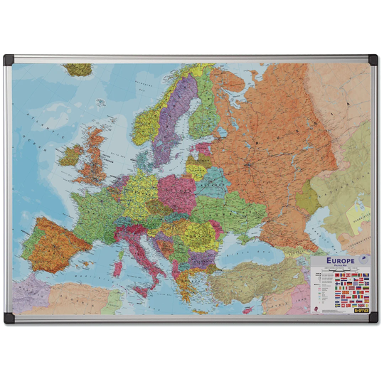 Maya Europe Map Magnetic Whiteboard 94cm H x 135cm W