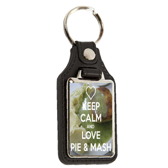Keep Calm and Love Pie & Mash - Oblong Medallion Keyring