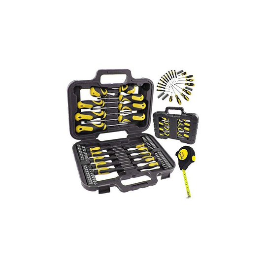 Mechanics Magnetic Precision Screwdriver & Bit Tool Kit Set + 5m Tape Measure