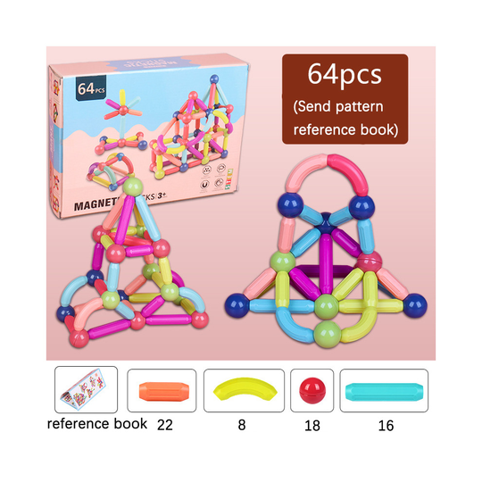 (64PCS) 12/64Pcs Kids Toys Magnetic Building Blocks Construction Xmas For Kids Gift